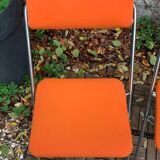 Framar folding chairs orange felt 1970