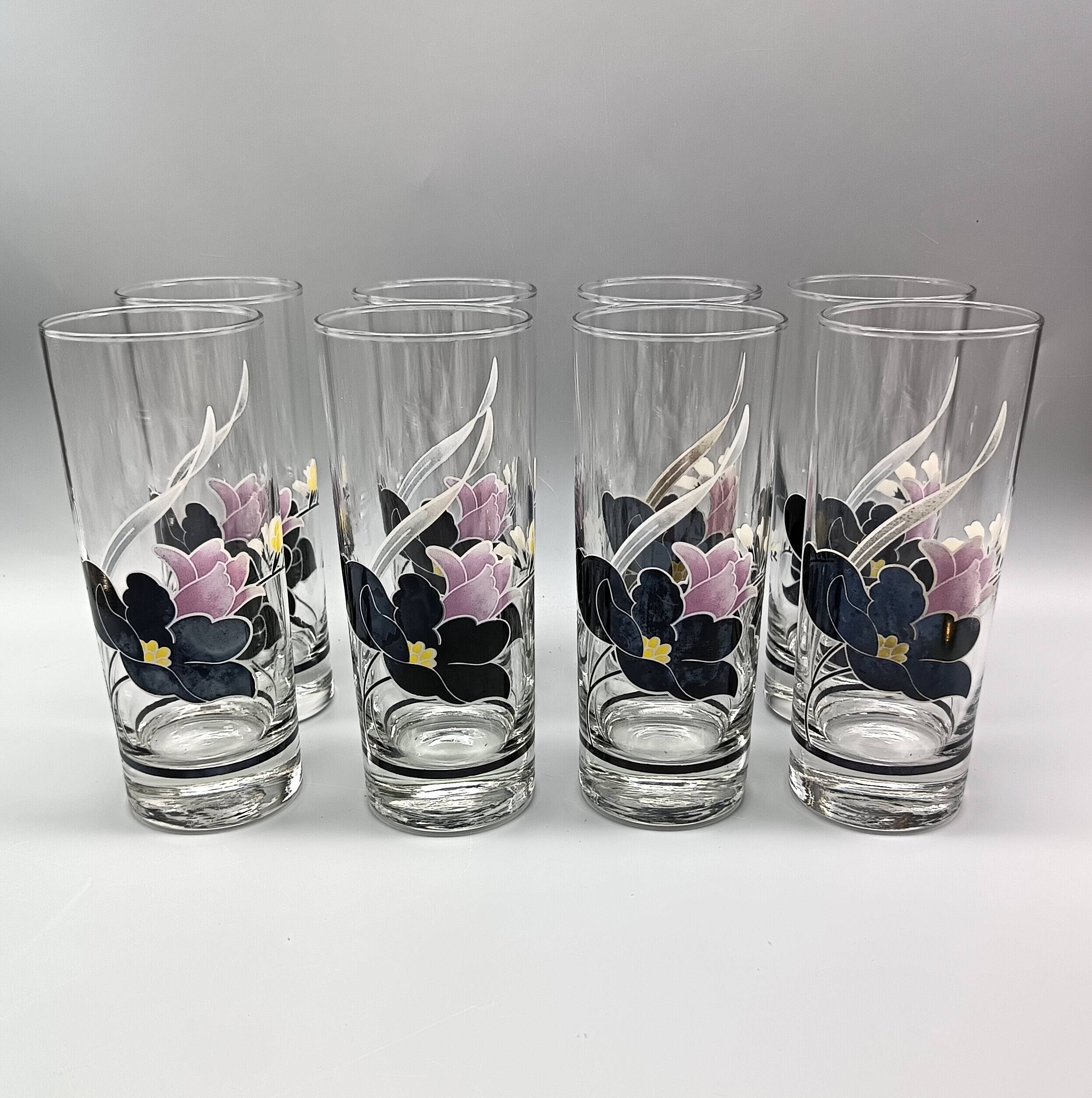 8 Luminarc GLASSES model Anaïs rose noire vintage longdrink