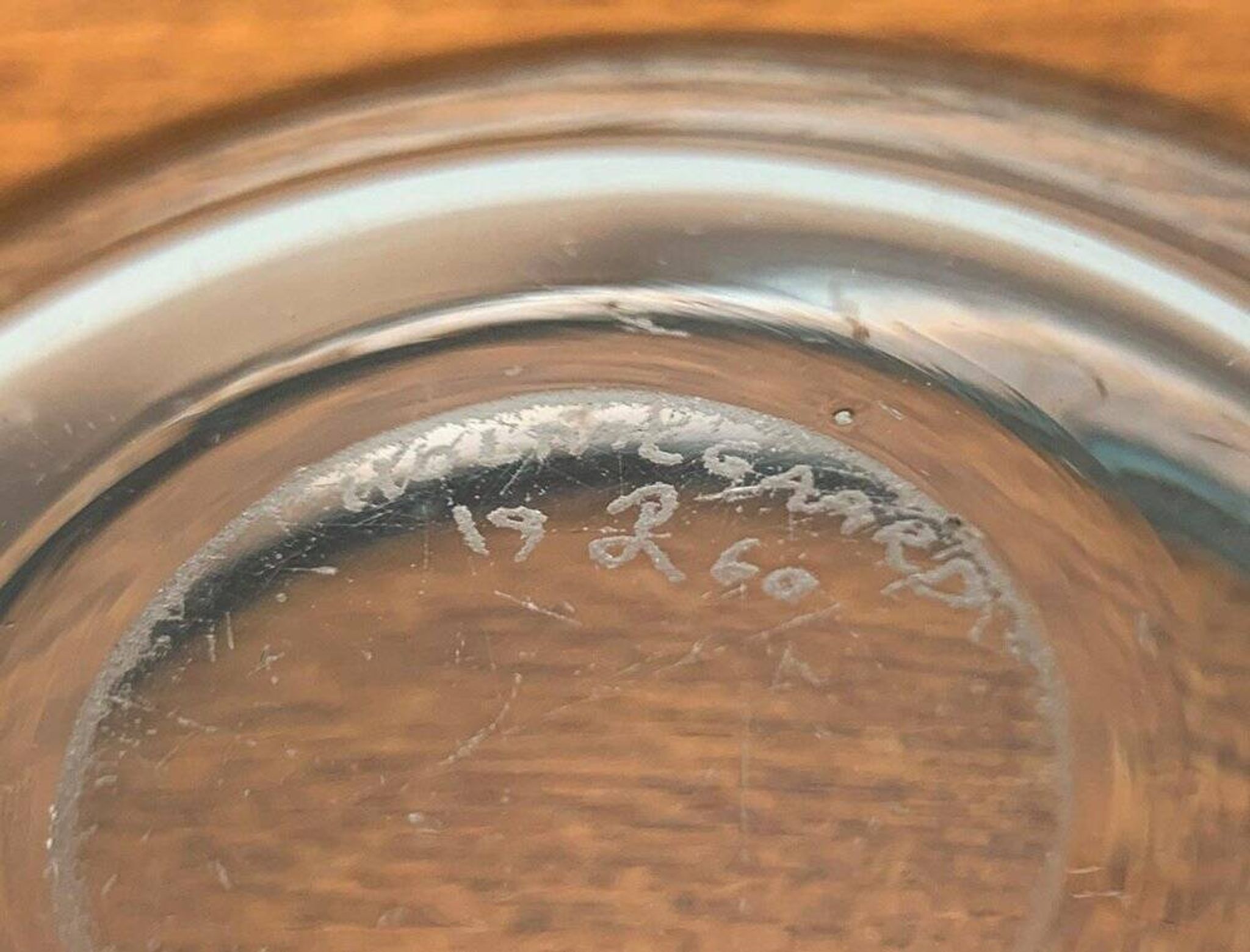 Set of 2 Danish glass bowls from the mid-century by Per Lütken for Holmegaard, 1960s.