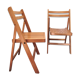 Pair of folding chairs solid wood vintage slats