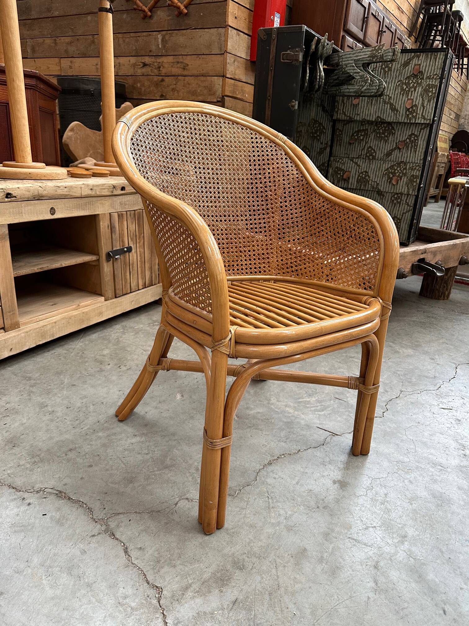 Rattan armchair 80s