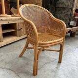 Rattan armchair 80s