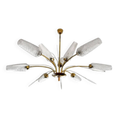 Large gilded brass chandelier from the mid-century by Maison Lunel Arlus, years.