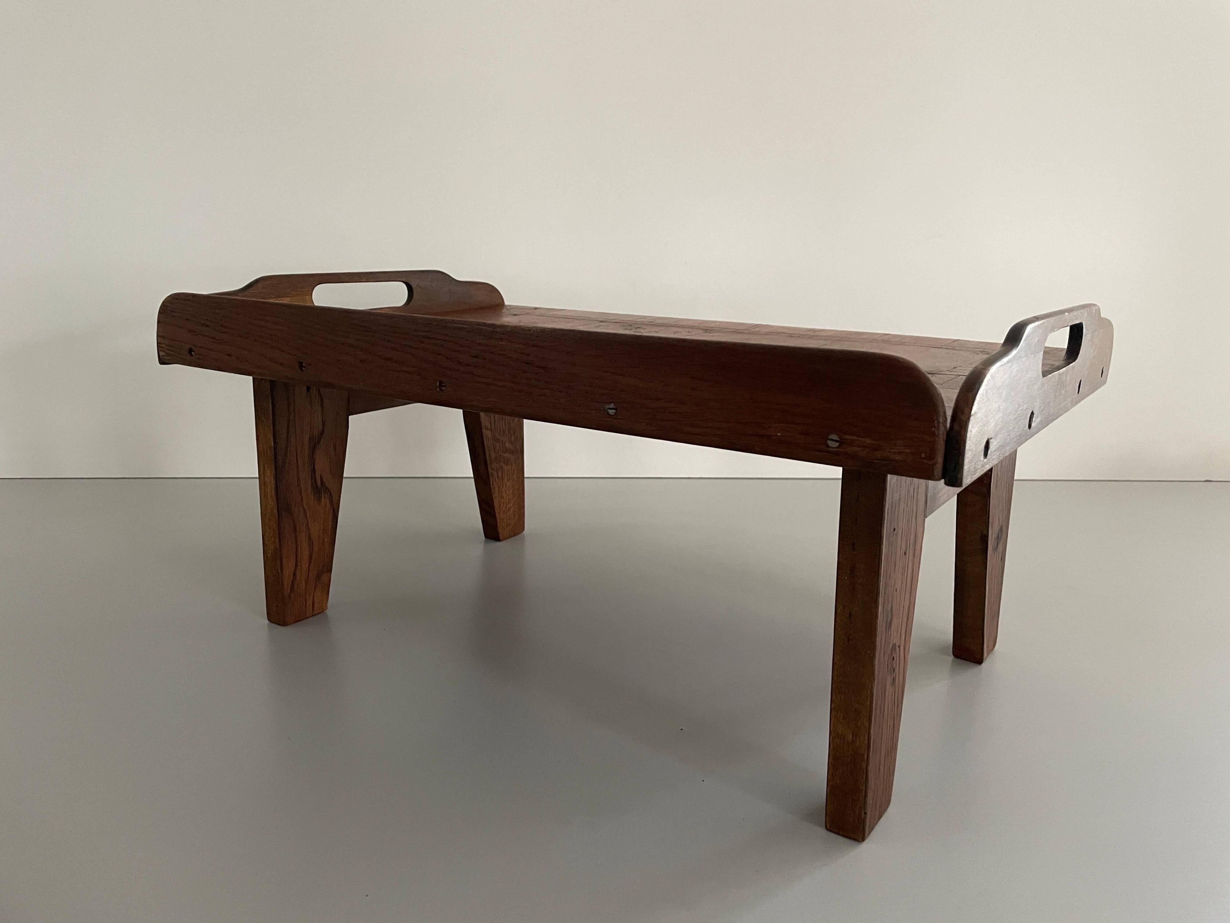 Wooden coffee table with a lovely square pattern, serving tray, 1960s, Germany.