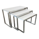 Set of 3 vintage nesting tables / chrome/marble side tables.