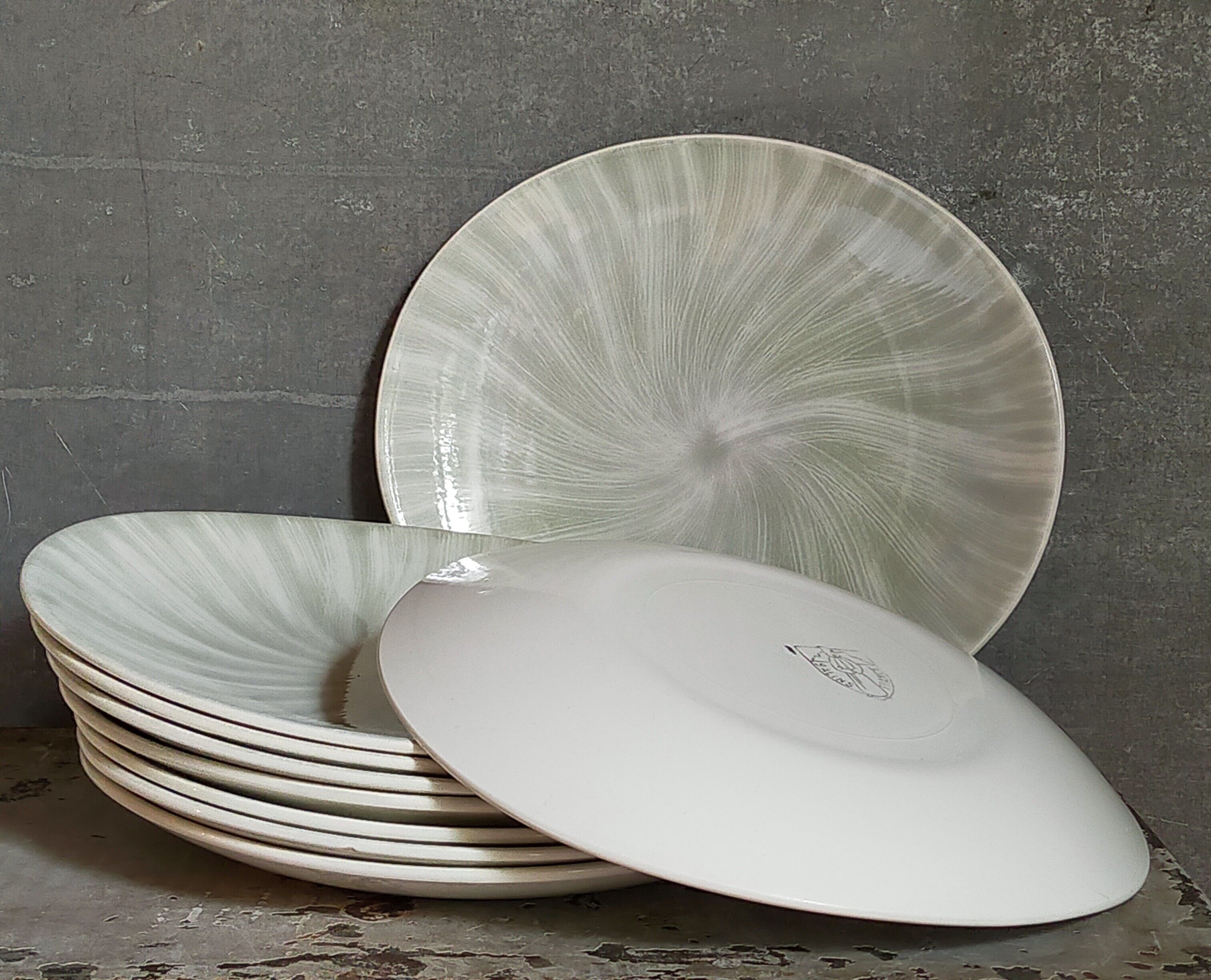 Nine earthenware plates from Salins-les-Bains vintage