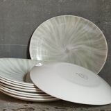 Neuf assiettes faïence de Salins-les-Bains vintages