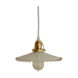 Hanging Lampshade former opaline white edging transparent