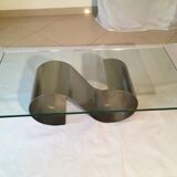 Modernist coffee table in steel and glass
