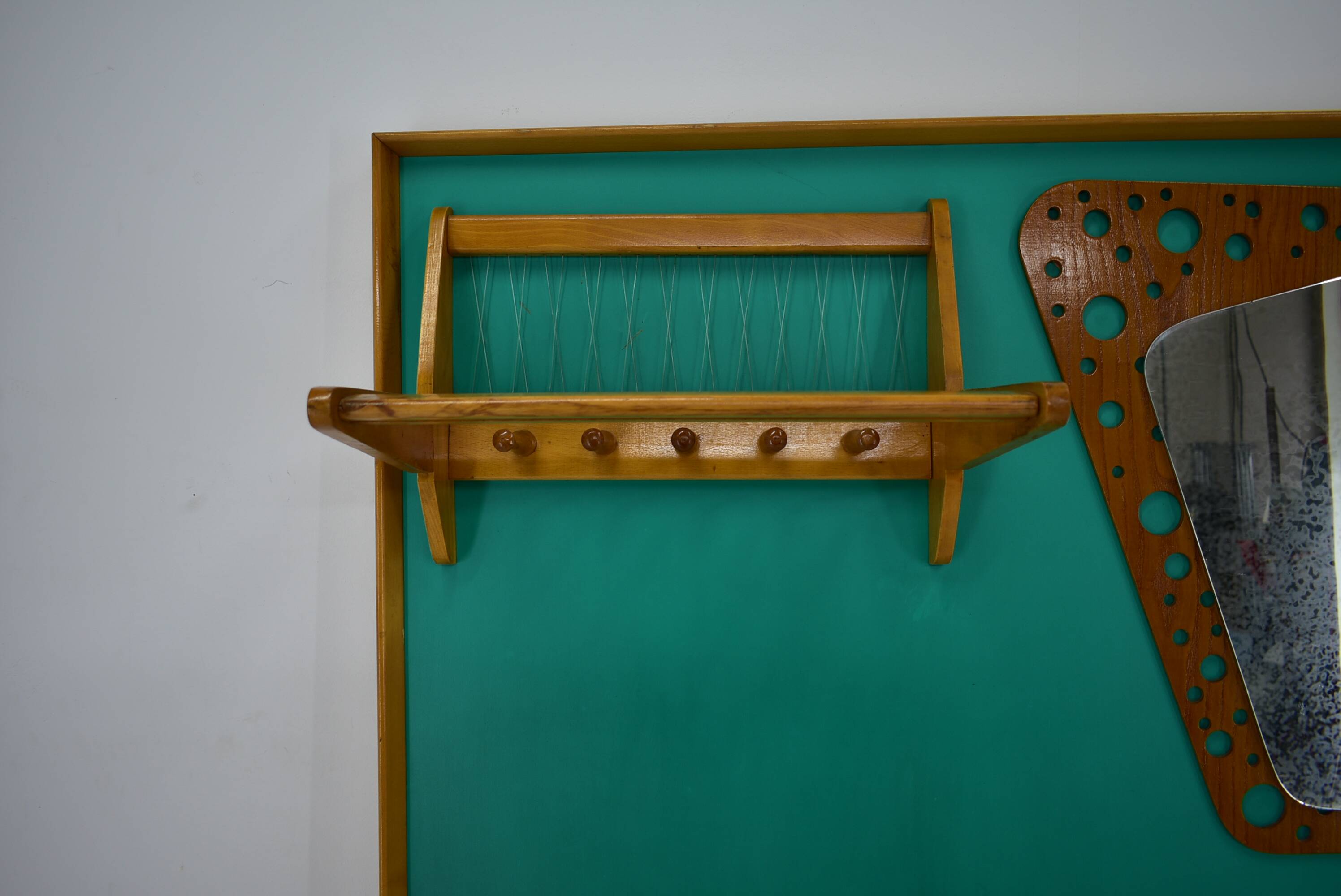 Mid-century wall mounted coat rack Czechoslovakia, 1970s