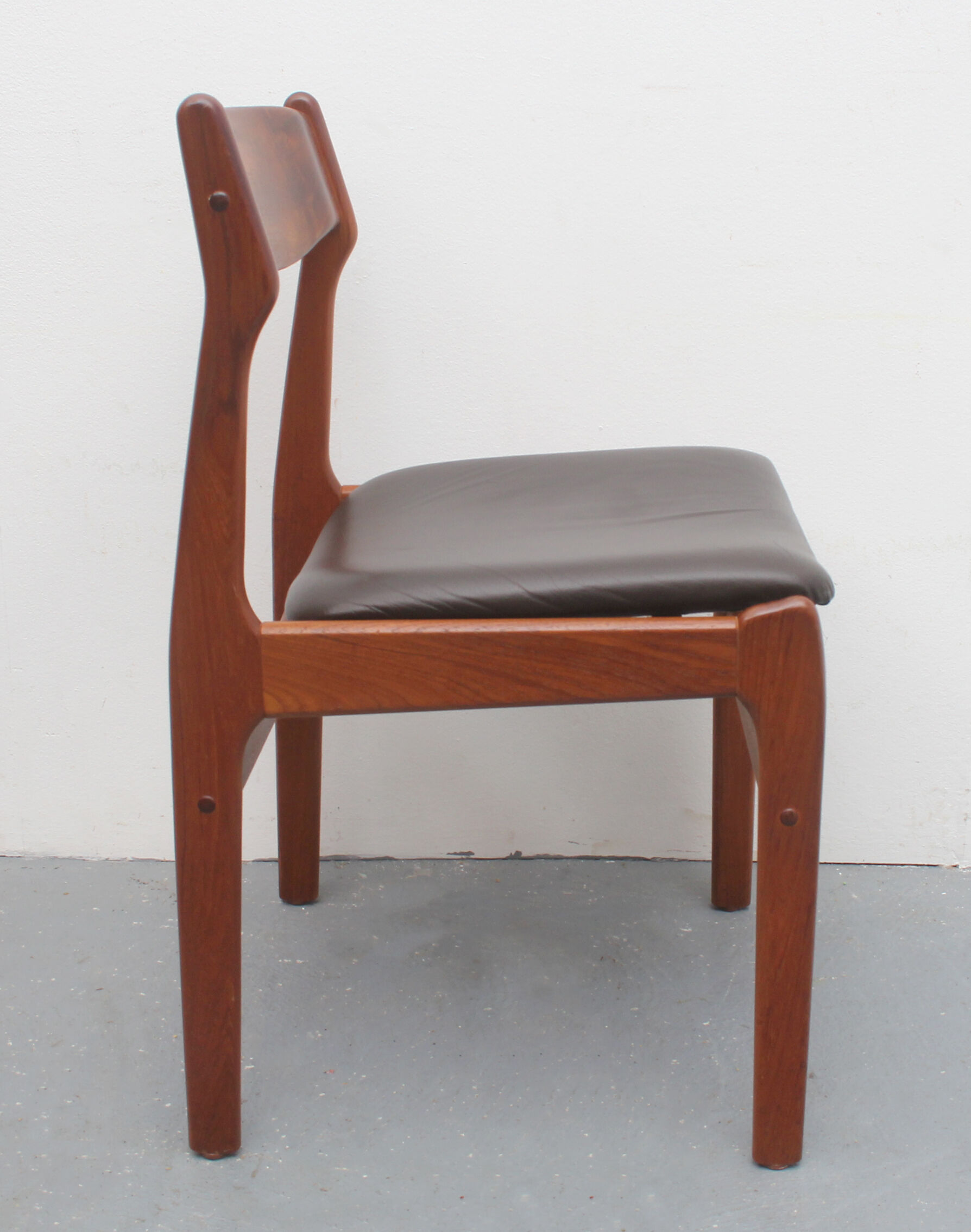 Set of 4 dining chairs 1960s teak/leather, Erik Buch