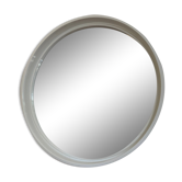 Miroir vintage rond contours plastique blanc Gilac France 40x40cm