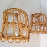 Paire d'appliques en bambou