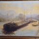 Huile sur toile "Péniche", Yvonac Annurey R, XIXème siècle