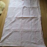 Antique sheet, piece of fabric, 260x170cm, pink and white stripes