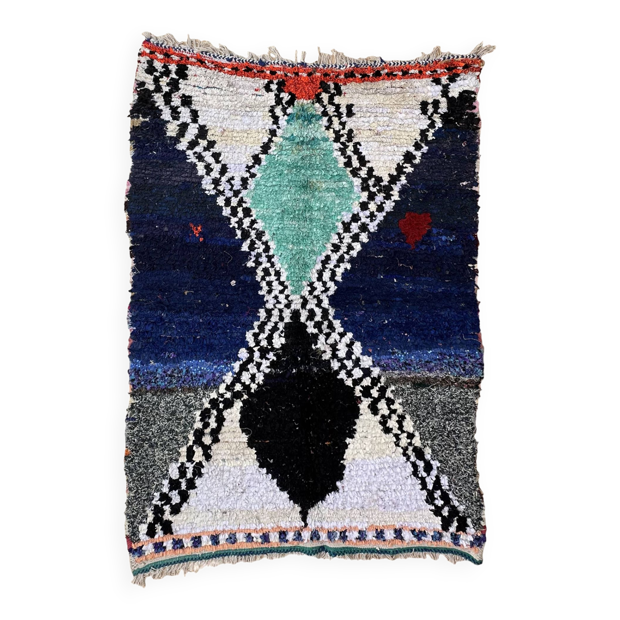 Colorful Boucherouite Berber rug - 133 x 188 cm