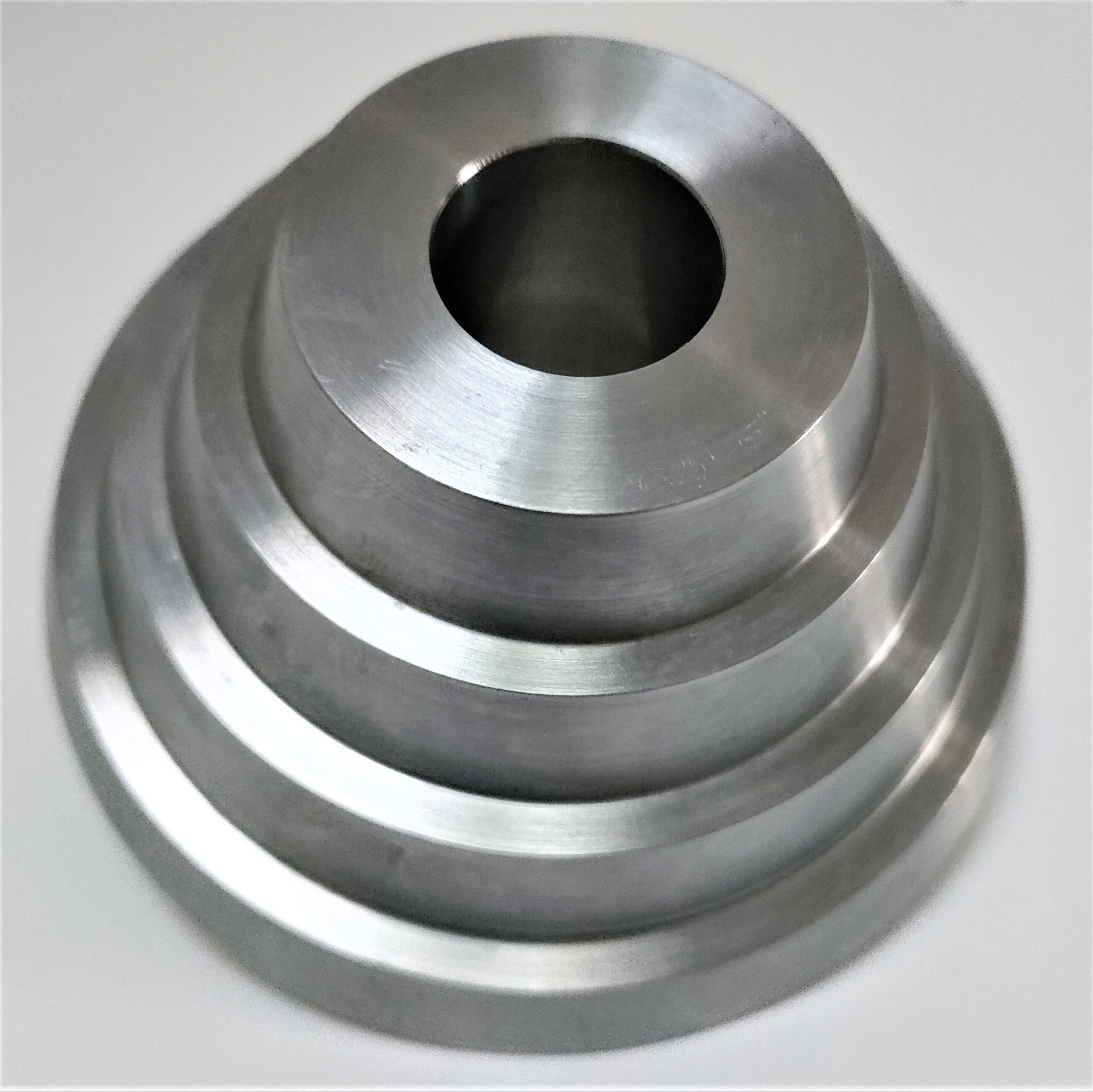 Solid steel candle holder turned design