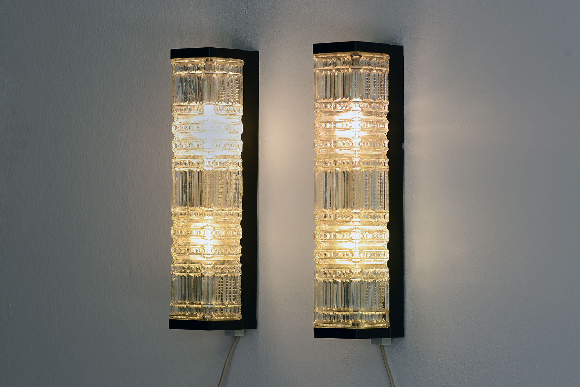 Pair of glass wall sconces by HoSo, Germany 1970s