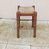 Large vintage straw stool