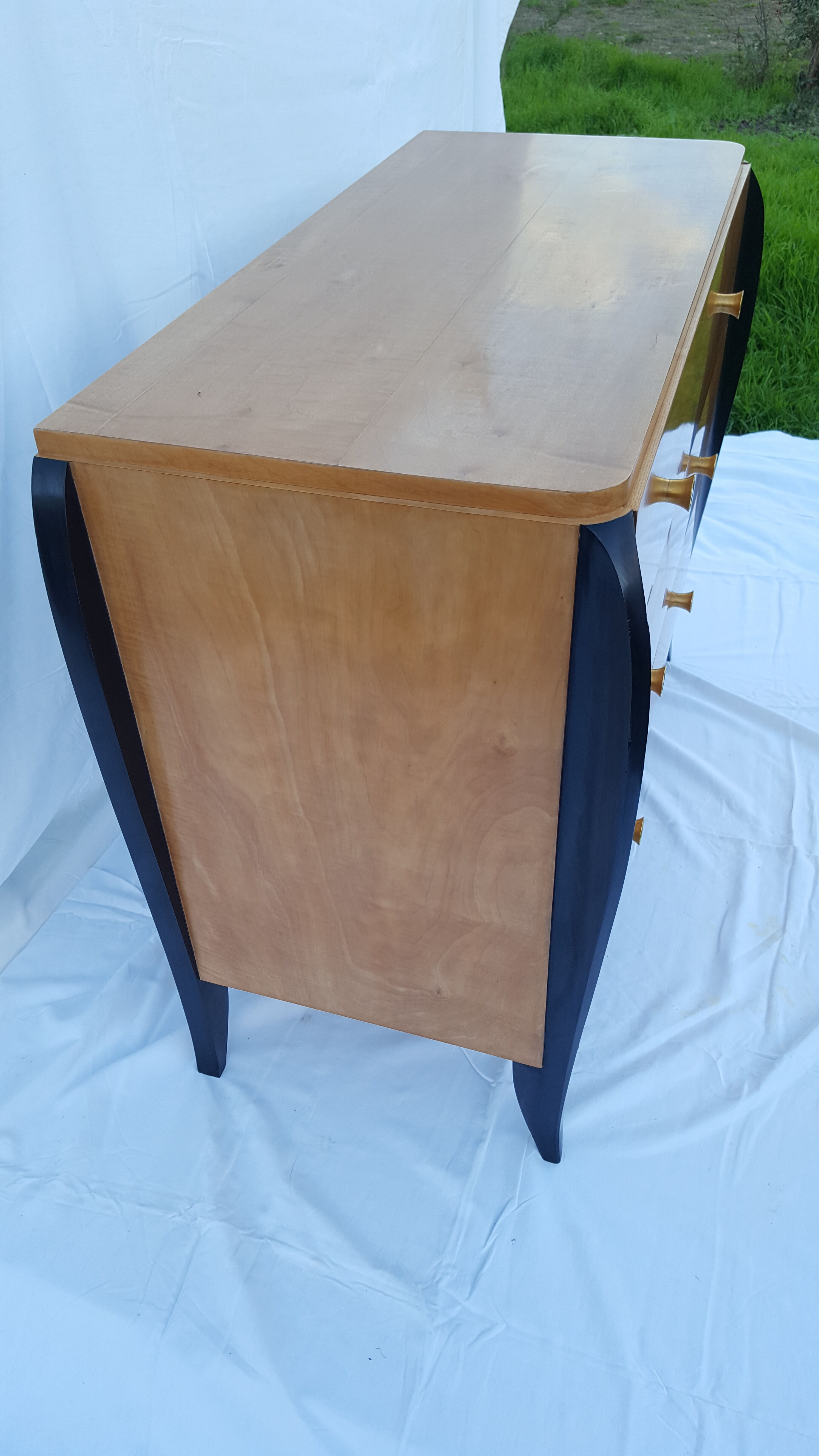 Art deco chest of drawers in sycamore stamped