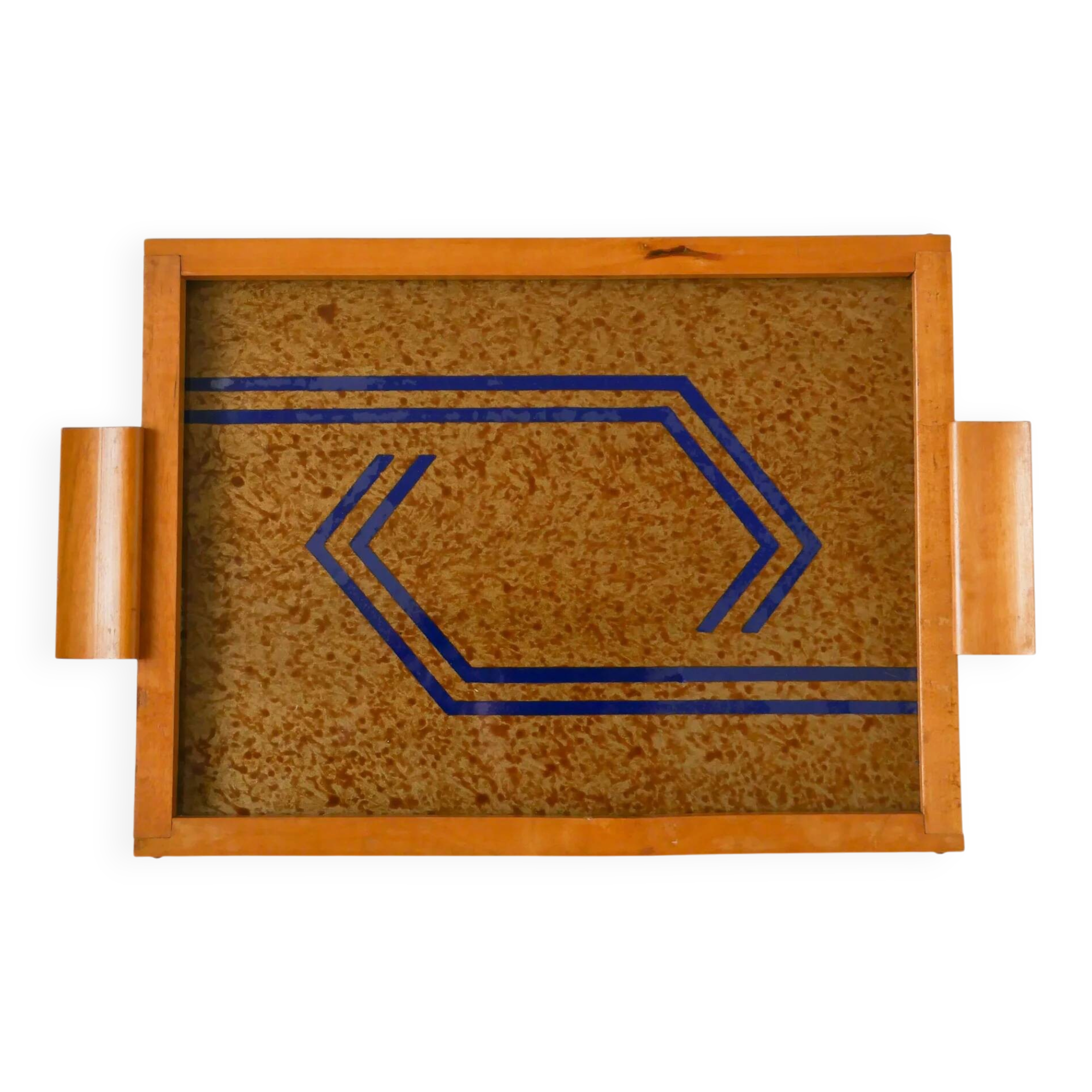 Light wood plateau, wood and blue, 1960