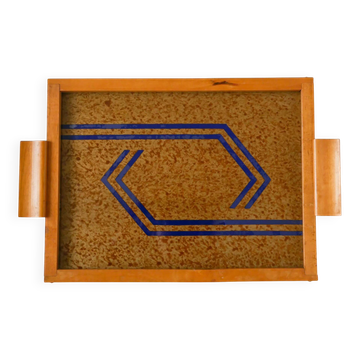 Light wood plateau, wood and blue, 1960