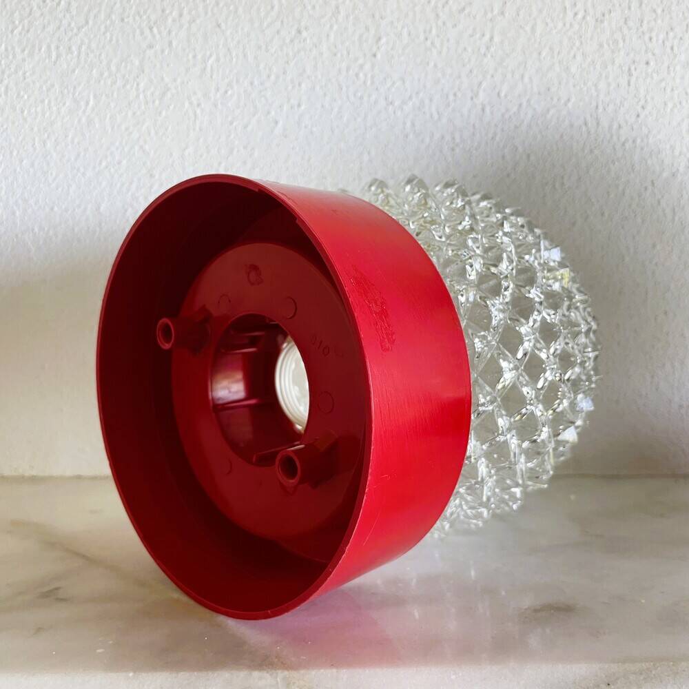Set of 3 Italian red glass wall sconce lamps