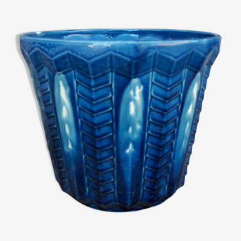 Blue ceramic pot cover
