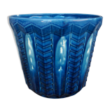 Blue ceramic pot cover
