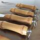 Set of 6 cheese knives, bamboo handle 60s
