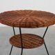 Mid-Century Woven Rattan, Wicker and Iron 2-Tier Round Coffee Table, Italy