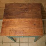 Table d’appoint vintage en chêne et peinte en vert, restaurée