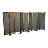 Très grand paravent ancien en bois et tissu
