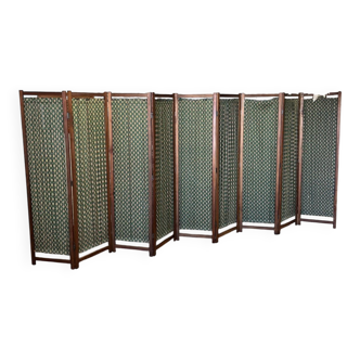 Very large antique wooden and fabric screen