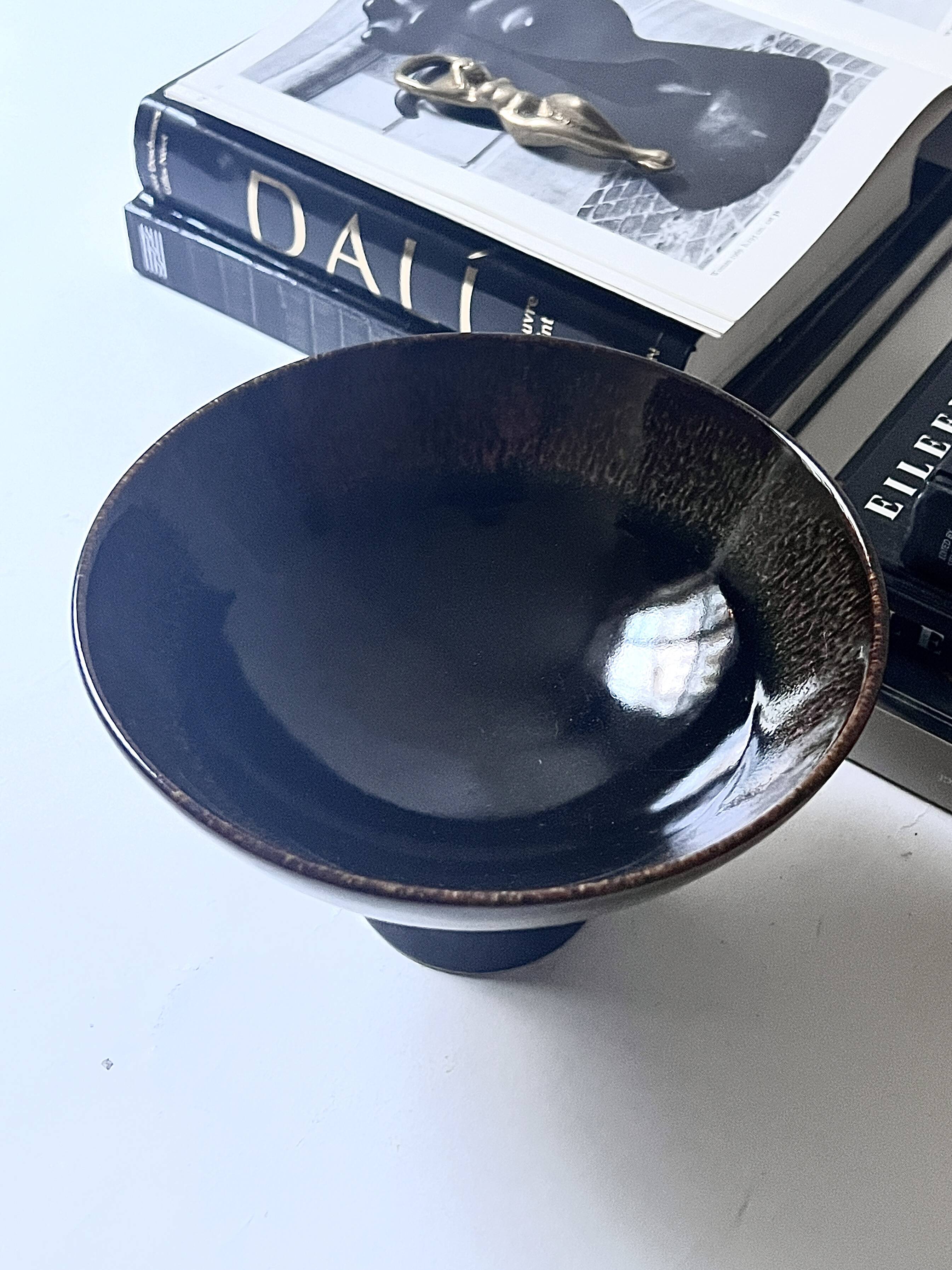 Footed ceramic glazed catchall, French design circa 1970.