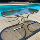 Oval coffee table Italian smoked glass 1970