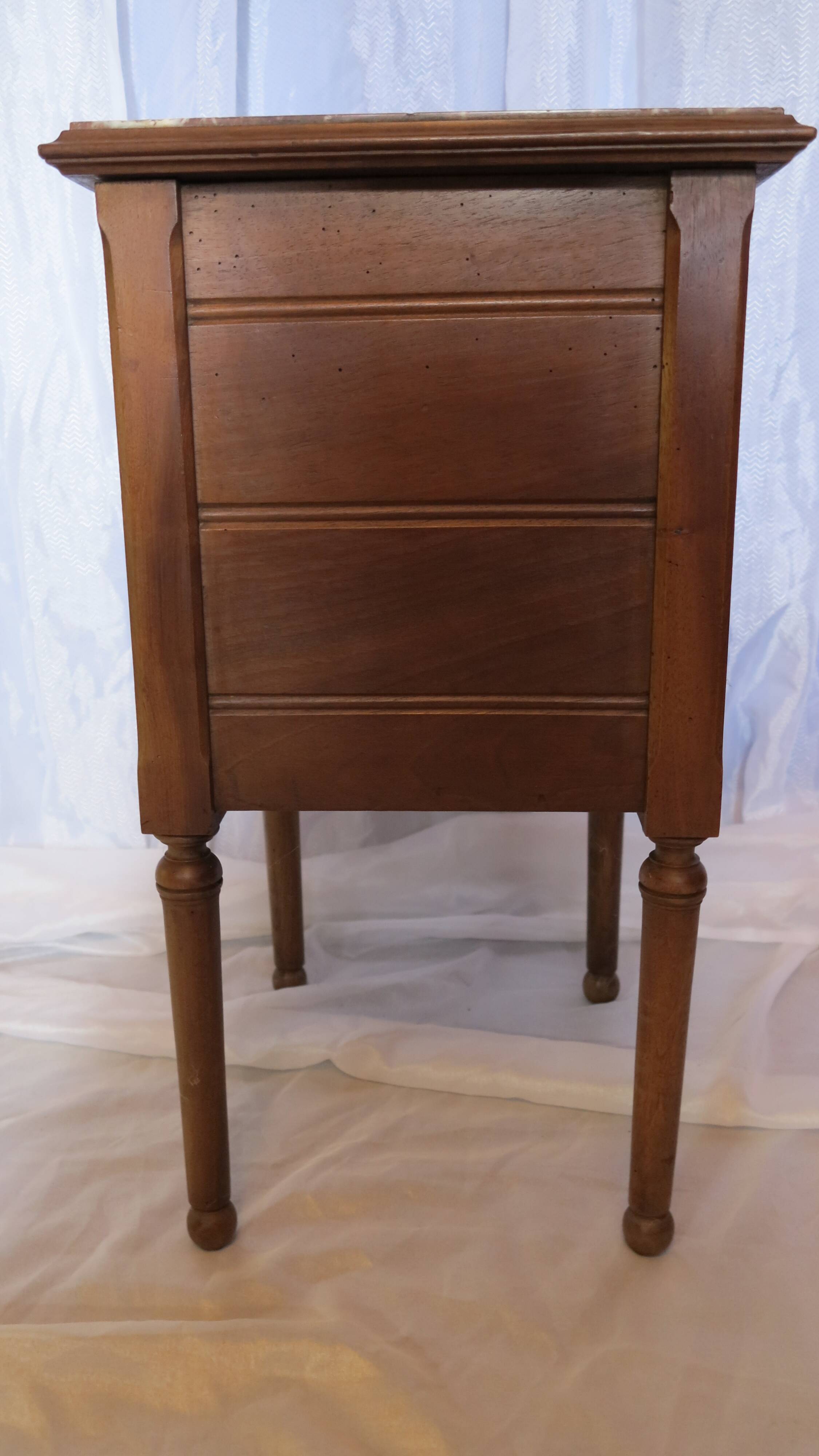 Nightstand walnut with marble top