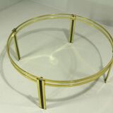 Vintage Round Brass Coffee Table, 1980s