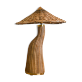 Rattan Table Lamp Mid Century Style