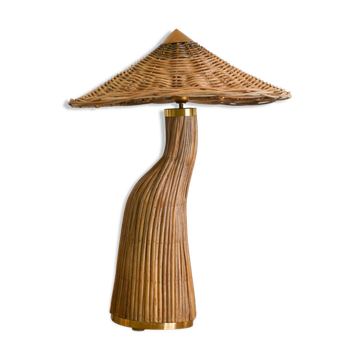 Rattan Table Lamp Mid Century Style