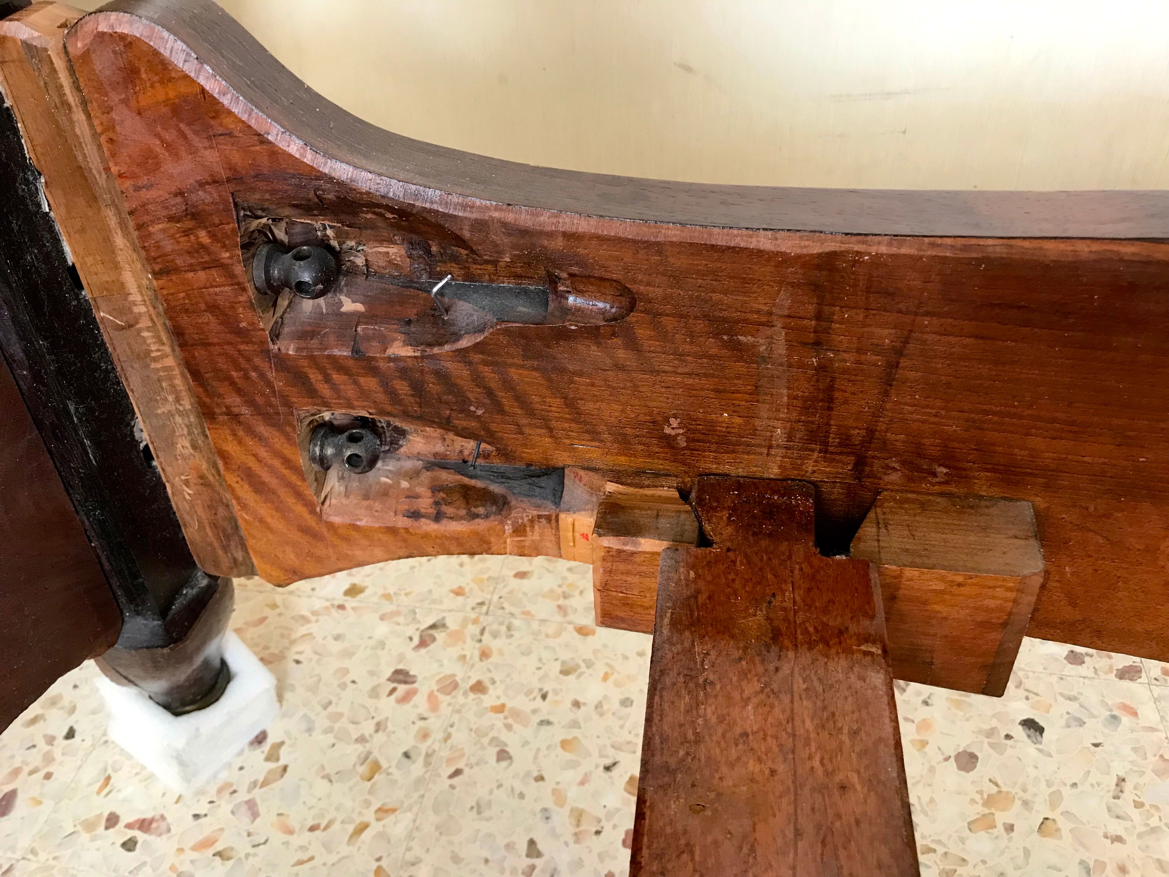 Old wooden bed nineteenth century rocaille style sign camus clermont ferrand