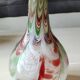 Chimney neck ball vase. Murano style. Flamed swirl design/Multicolored smoke scrolls. Dim 27 x 14 cm