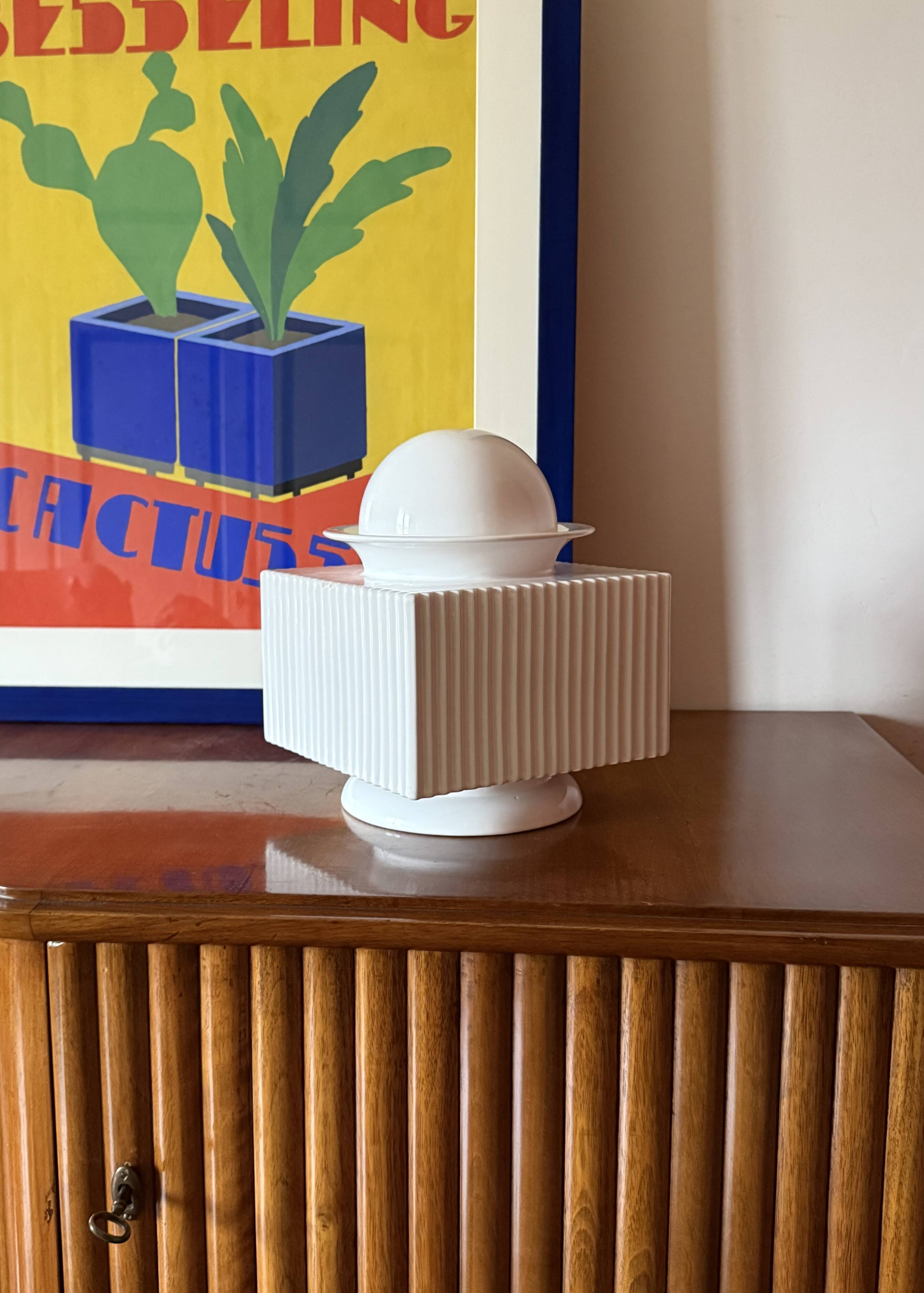 Sergio Asti, postmodern white ceramic vase, Cedit Italy 1970s