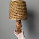 Lampe chouette hibou vintage abat-jour en laine fabrication artisanale