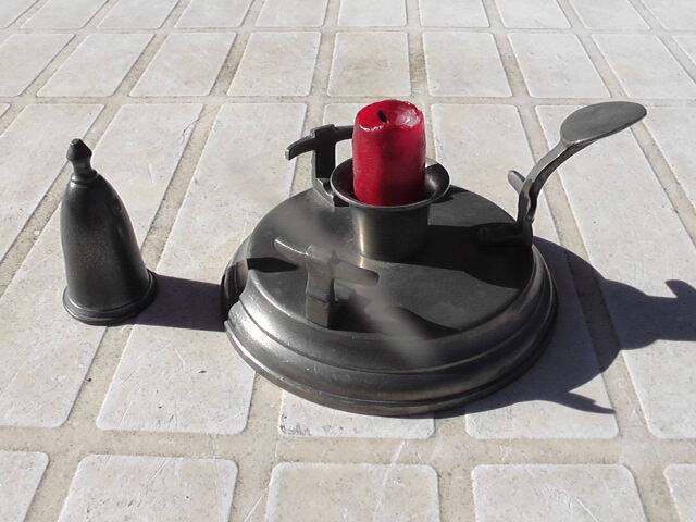 Pewter cellar rat candle holder