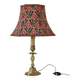 Recycled vintage lamp — antique bronze candlestick base and graphic flowers