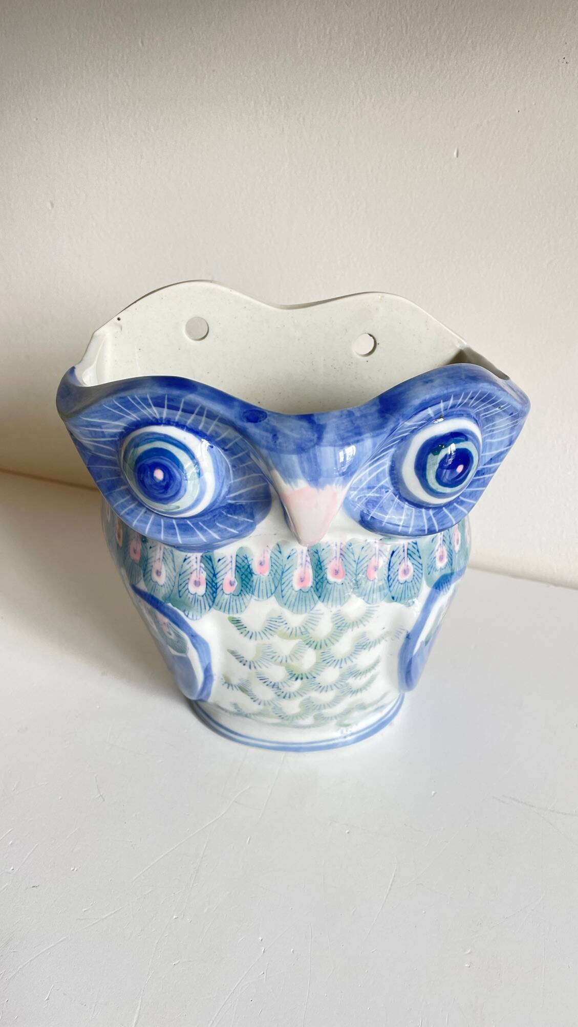 Vintage Chinese Porcelain Owl Planter
