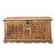 wedding chest in solid fruit wood carved with 2 Menorahs and Hebrew symbol from the 18th century or even before.