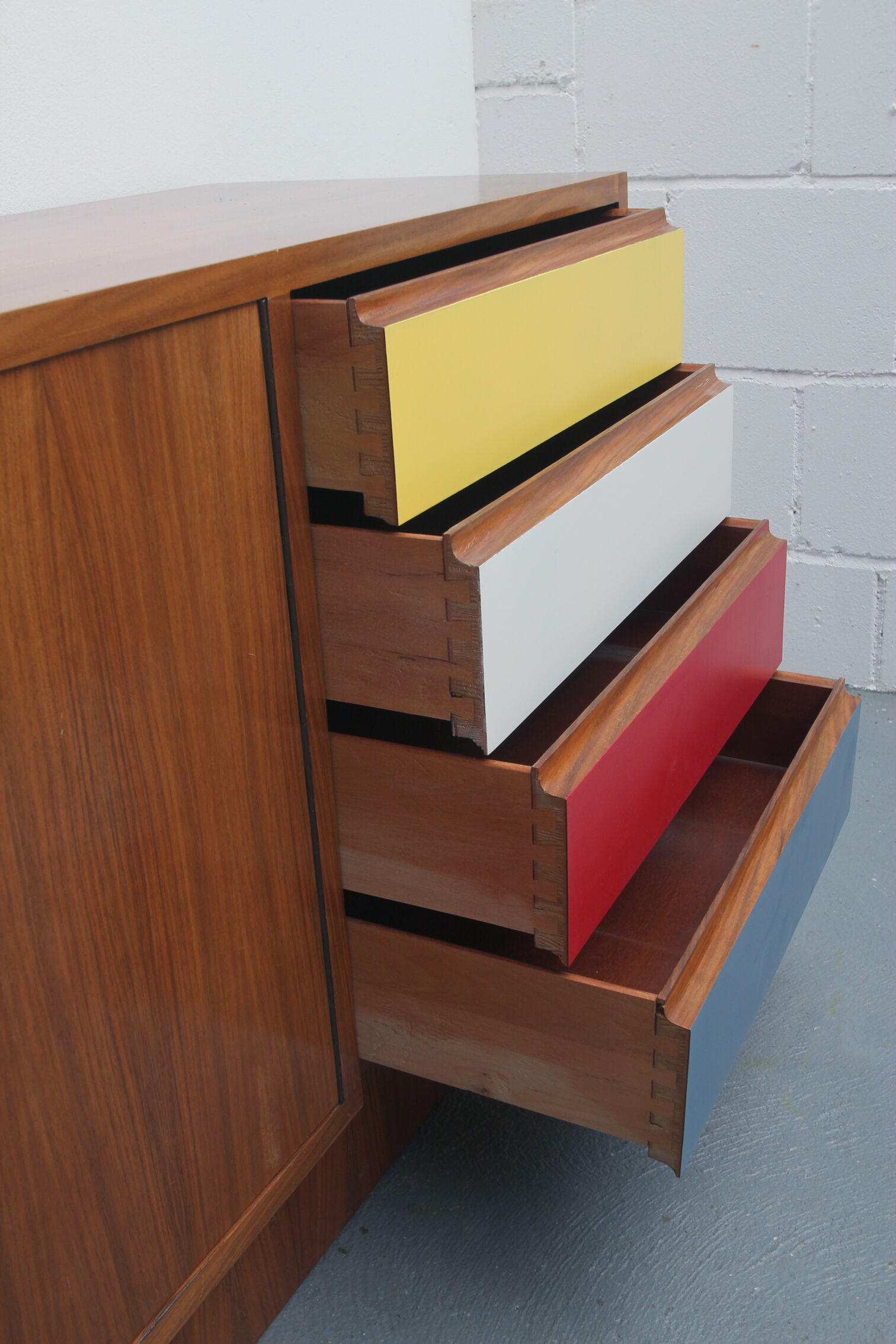 1960s sideboard with colored drawers