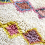 Moroccan Berber carpet azilal ecru with small colored diamonds 253x157cm